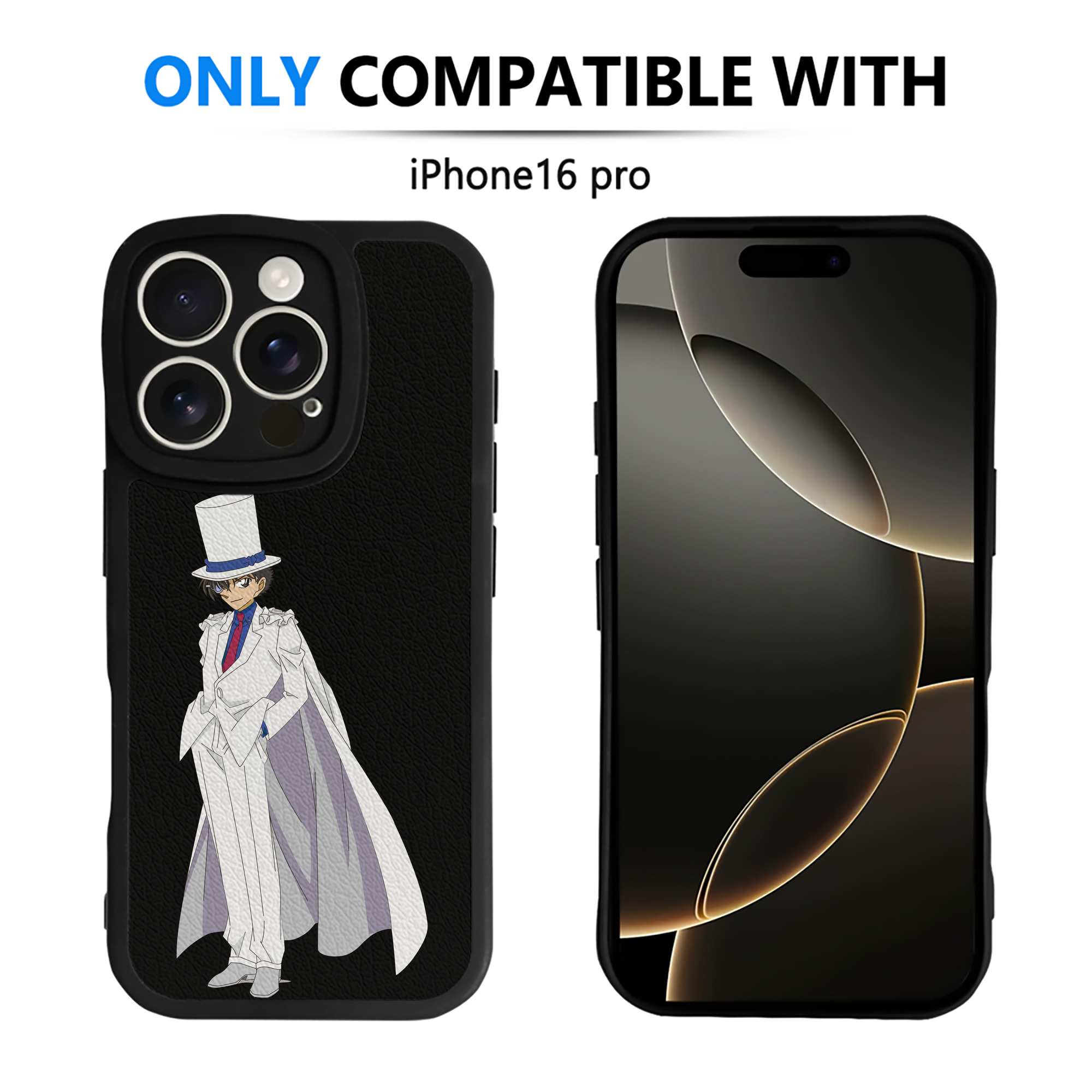（画像用） 名探偵コナン くろば かいと Detective Conan Kuroba Kaito 【iPhone 16シリーズ対応】シリコンスマホケース（レザー調） 材質：シリコン